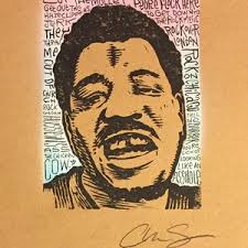 Jesus Meets the Aliens Linoleum Block Print by Charles State