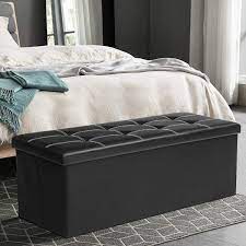 Bed foot stool bed bench bed foot riser. Amazon Com Kingso 43 Ottoman With Storage Benches For Bedroom Large Folding Faux Leather Toy Chest Storage Chest Footrest Padded Seat For Entryway Bedroom Support 660lbs Black Kitchen Dining