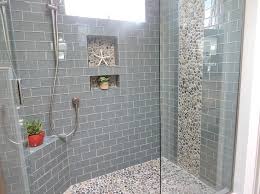 Bathroom Shower Tiles Ideas In 2020 Pebble Tile Shower Floor Glass Tile Shower Farmhouse Shower