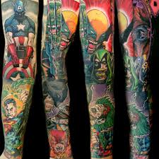 Comic Book Sleeve Tattoo By Steve Rieck From Las Vegas Nv Sleeve Tattoos Marvel Tattoos Tattoos