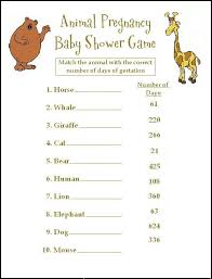 Animal Gestation Period Baby Shower Fun Animal Baby Shower Games Printable Baby Shower Games