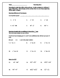 Algebra worksheets algebra activities maths algebra math resources math math algebra 2 projects algebra interactive notebooks math teacher math classroom. Algebra 1 2 Factoring Intro Worksheet By Claudio Sarmento Tpt