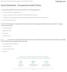 General knowledge at alaska dmv, 25 minutes allowed. Quiz Worksheet Occupational Health Checks Study Com