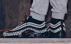 Mens Nike Air Max 97 Black And Red Nike Air Max 97 Reflective Logo Black University Red Trainers All Sizes Nike Lifestyle Nike Air Max 97 Nike Air Max Red Trainers