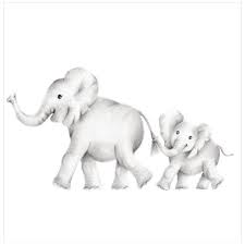 Elephant Family Pencil Drawing Print Baby Elephants Art Baby Elephant Drawing Elephant Nursery Prints