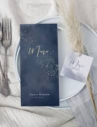 Menu De Mariage Bleu Intense Menu Mariage Mariage Faire Part Mariage