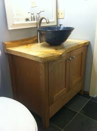 Every vanity cabinet features a sturdy construction with slab drawers equipped with quality rails and decorated with beautiful handles. Custom Made Cherry Bathroom Vanity With Live Edge Pine Counter By Wooden Hammer Llc Custommade Com