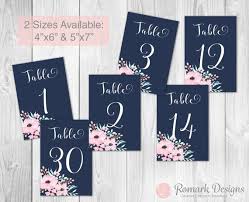Printable Table Numbers By Romarkdesigns On Etsy Wedding Table Numbers Elegant Winter Navy Blue Blush Light Printable Table Numbers Etsy Wedding Wedding