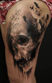 Skull Bite The Bullet Tattoo 100 Awesome Skull Tattoo Designs Tatuagens De Caveira Na Coxa Tatuagem De Manga Tatuagem Na Perna