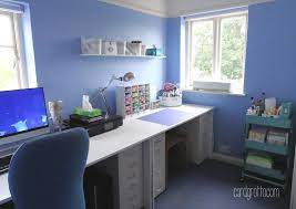 Gold leafed ikea desk hack. The Card Grotto Video Craft Room Tour 2015