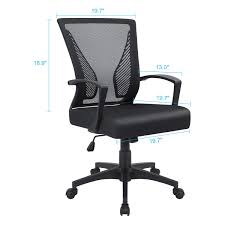 The office chairs backrest with lumbar support will help you keep in the right position during prolonged working breathable padded seat the padded mesh seat is thick and resilient. Walnew Mesh Mid Back Office Chair With Lumbar Support And Armrest Black Walmart Com Walmart Com