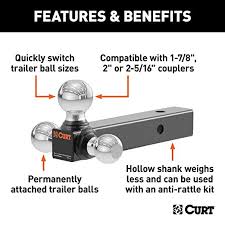 Curt 45001 Multi Option Hitch Mount With 1 7 8 Inch 2 Inch And 2 5 16 Inch Trailer Balls Fits 2 Inch Receiver 10 000 Lbs Gtw Fits 2 Inch Receiver