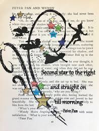 Vintage Peter Pan Wendy Book Page Art Second Star To Etsy Book Page Art Peter Pan Vintage Book