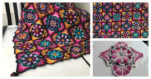 Stained Glass Flowers Afghan Blanket