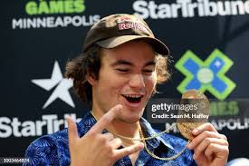 Toby Ryan drops in during practice for the Skateboard Big Air Final... News  Photo