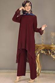 Modamerve Sifon Detay Tunik Pantolon Kombin Bordo Rag 3241 Moda Stilleri Giyim Moda