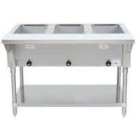 Advance Tabco Hf 3e 120 Three Pan Electric Steam Table With Undershelf Open Well 120v Steam Tables Advance Tabco Types Of Flooring