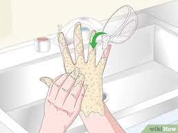 A paste of baking soda and water works well in cleaning off excess gas from your hands and its smell. 4 Ways To Get The Smell Of Gasoline Off Your Hands Wikihow