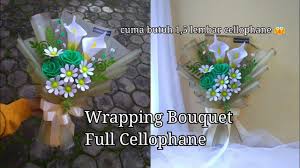 Cara Membungkus Buket Bunga Flanel Full Cellophane In 2021 Bouquet Wrap Cellophane Felt Flowers