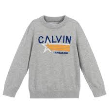 Calvin klein jeans knit sweater. Calvin Klein Jeans Boys Grey Knitted Logo Sweater Childrensalon Outlet