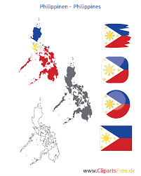 Legenda w dziesięciu różnych językach, m.in. Mapa Filipin Z Flaga Kontur Z Flaga Przycisk Ikona