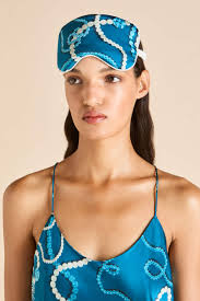 Audrey Periwinkle Blue Jewel Eye Mask in Silk Satin