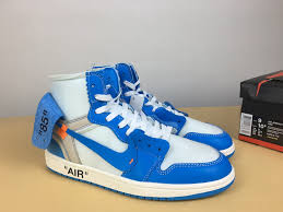 Off White X Nike Air Jordan 1 Powder Blue Men Basketball Shoes White Sky Blue Sepsport