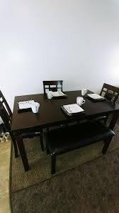 The dark gray finish creates a sophisticated look that brings out the upholstered seats on the chairs and bench. Signature Design By Ashley Bennox 6 Piece Dining Table Set Walmart Com Walmart Com