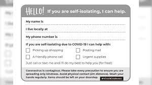 The first two responses are. Coronavirus Postcard Bid To Help Self Isolating Neighbours Bbc News