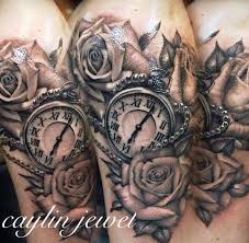 Caylin Jewel Realistic Roses And Pocket Watch Tattoo Women S Half Sleeve By Jerry Tattoos For Women Half Sleeve Sleeve Tattoos For Women Sleeve Tattoos