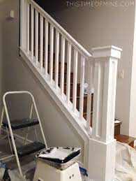 A Diy Oak Banister Makeover Tutorial And Tips Stairs Diy Renovation Stair Railing Makeover Stair Makeover
