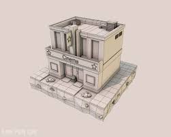 Cartoon Cinema Low Poly 3d Models In 2020 Low Poly 3d Models Low Poly 3d Low Poly