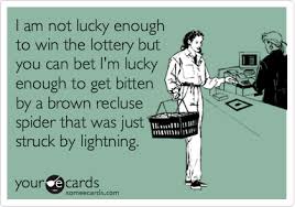 I Am Not Lucky Enough To Win The Lottery But You Can Bet I M Lucky Enough To Get Bitten By A Brown Recluse Spider That Was Just Struck By Lightning I