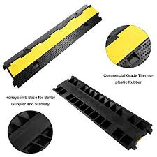 Amazon Com Reliancer 3 Pack Dual Channel Rubber Cable Protector Ramp 2 Channel Traffic Speed Bump 11000lbs Capacit Cable Protector Floor Cord Cover Speed Bump