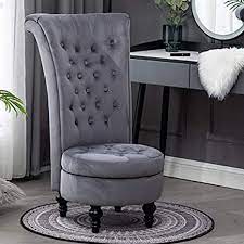 Here's our buyer's guide to vanity chairs, including 12 reviews and our top pick. Amazon Com Velvet Makeup Vanity Chair With High Back Storage Bedroom Seat Living Room Furniture Deco For Dressing Table 15 4 Inch Seat Height Grey Kitchen Dining