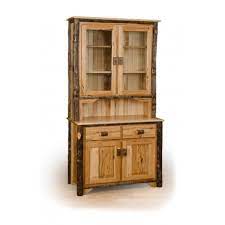 Completed with a cappuccino finish and acrylic mirror paneling on the edges, this curio is the. Rustic 2 Door Buffet And Hutch China Cabinet In Hickory Wood