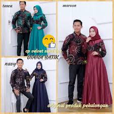 31 model batik sarimbit terbaru anak muda. Couple Gamis Jessy Model Lonceng Sarimbit Couple Batik Kombinasi Velvet Shopee Indonesia