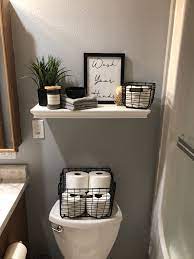 White laminated wood shelf 12 in. Wire Storage Basket Black Hearth Hand With Magnolia Gold Bathroom Decor Restroom Decor Bathroom Decor