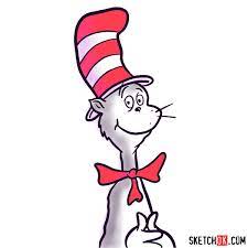 How To Draw The Cat In The Hat Step By Step Drawing Tutorials Drawings How To Draw Cat Cartoon Drawings