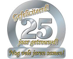 Huldeschild 25 Jaar Getrouwd Huldebord Deurbord Zilveren Bruidspaar
