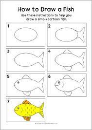 How To Draw A Fish Instruction Sheet Sb8283 - Sparklebox Art Drawings For Kids Drawn Fish Fish Drawings