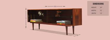 W 47/59 x d 15 x h 8stands: Danish Modern L A Danish Modern Low Profile Rosewood Bookcase With Glass Doors