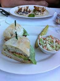 I love this new cole slaw i've been making, with cabbage, 1 tablespoon each of olive oil and cider vinegar, 1 teaspoon of honey, salt, a bit of chopped red onion. Fish Tacos And Chicken Club Great Lunch Fantastic View Picture Of Scoma S Of Sausalito Tripadvisor