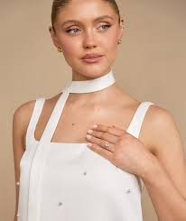 Pearl Scatter Detail Mini Dress with Neck Scarf