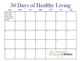 Printable Fitness Calendar 30 Days Of Healthy Living
