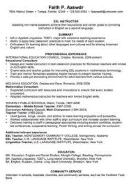 Chronological Resume Sample Esl Instructor Teaching Resume Teacher Resume Examples Teacher Resume