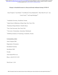 PDF) Changes to household income in a Kenyan informal settlement during  COVID-19