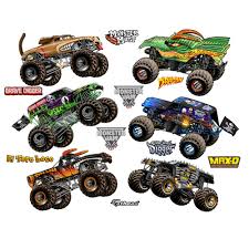 Monster Jam Cartoon Trucks Collection X Large Officially Licensed Removable Wall Graphics Custom Trucks Monster Trucks Monster Jam