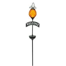 Moonrays Solar Powered White Led Glass Pineapple Stake Light 91587 The Home Depot Solar Power Solar Lights Glass
