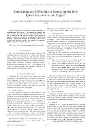 Could you translate some sentences for me? Pdf Some Linguistic Difficulties In Translating The Holy Quran From Arabic Into English